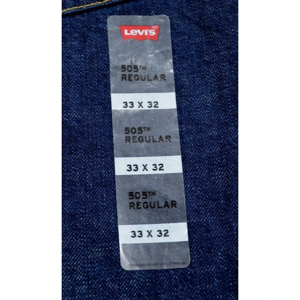 Levi's  505 Denim Blue Jeans Men's 33 x 32 (fits 32x31) Dark Wash Nwts Irregular
